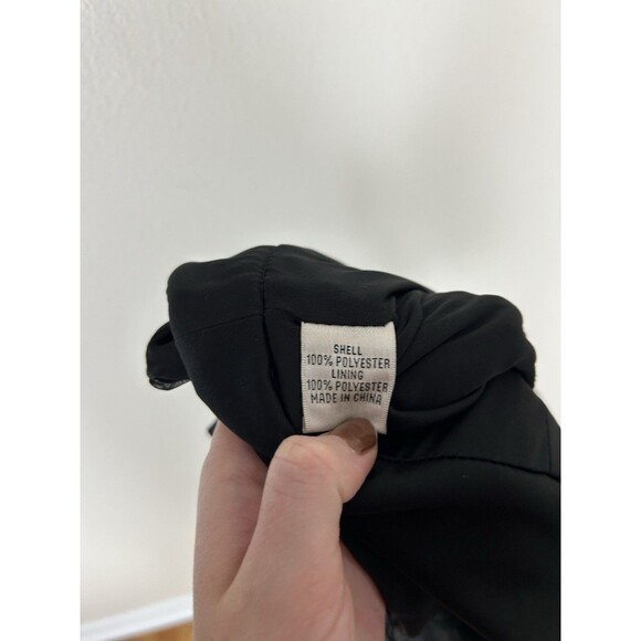 Vintage 12P Cocktail Dress Black Whimsigoth Ruffle Layered Tiered Black Silky - Picture 3 of 4